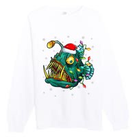 LightUp Reindeer Hat for Anglerfish Christmas Festivities Premium Crewneck Sweatshirt