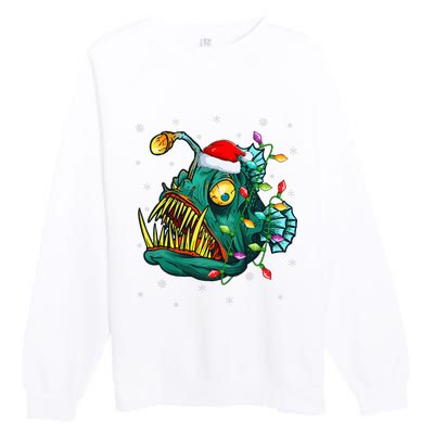 LightUp Reindeer Hat for Anglerfish Christmas Festivities Premium Crewneck Sweatshirt