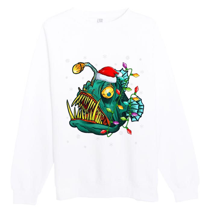 LightUp Reindeer Hat for Anglerfish Christmas Festivities Premium Crewneck Sweatshirt