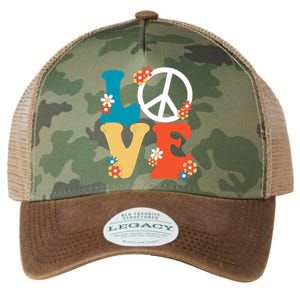 Love Retro Hippie Floral Peace Sign Legacy Tie Dye Trucker Hat