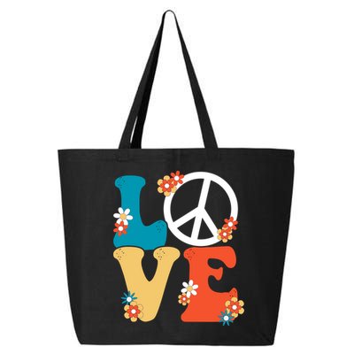 Love Retro Hippie Floral Peace Sign 25L Jumbo Tote