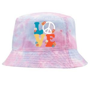 Love Retro Hippie Floral Peace Sign Tie-Dyed Bucket Hat