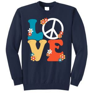 Love Retro Hippie Floral Peace Sign Tall Sweatshirt