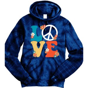 Love Retro Hippie Floral Peace Sign Tie Dye Hoodie