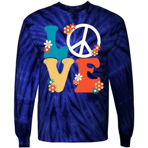 Love Retro Hippie Floral Peace Sign Tie-Dye Long Sleeve Shirt