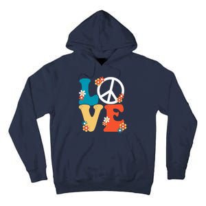 Love Retro Hippie Floral Peace Sign Tall Hoodie