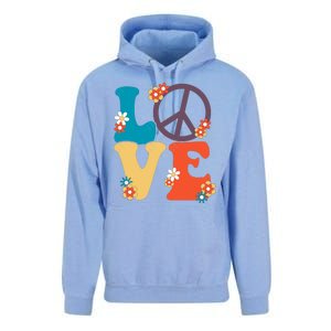 Love Retro Hippie Floral Peace Sign Unisex Surf Hoodie