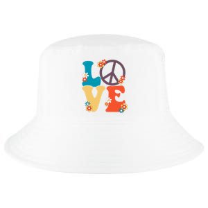 Love Retro Hippie Floral Peace Sign Cool Comfort Performance Bucket Hat