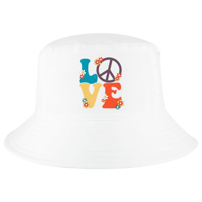 Love Retro Hippie Floral Peace Sign Cool Comfort Performance Bucket Hat