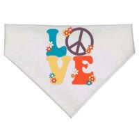 Love Retro Hippie Floral Peace Sign USA-Made Doggie Bandana