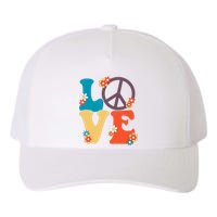 Love Retro Hippie Floral Peace Sign Yupoong Adult 5-Panel Trucker Hat