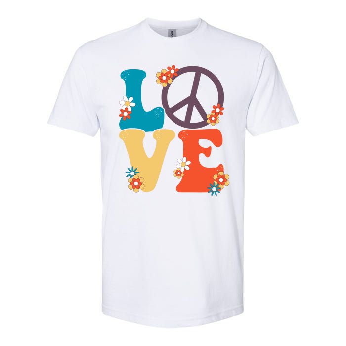 Love Retro Hippie Floral Peace Sign Softstyle CVC T-Shirt