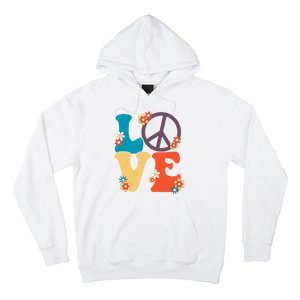 Love Retro Hippie Floral Peace Sign Hoodie