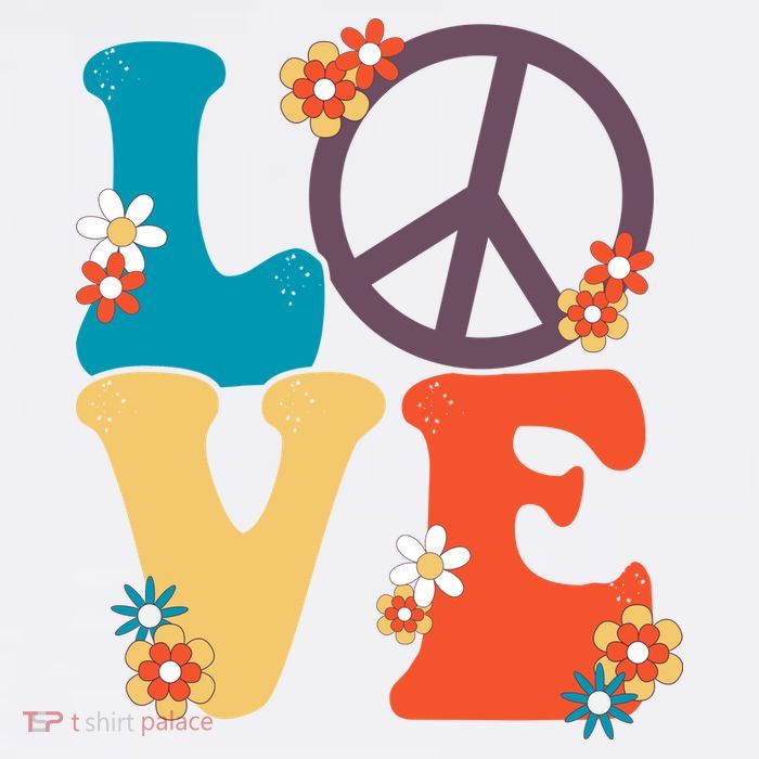 Love Retro Hippie Floral Peace Sign Apron