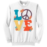 Love Retro Hippie Floral Peace Sign Sweatshirt