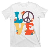 Love Retro Hippie Floral Peace Sign T-Shirt