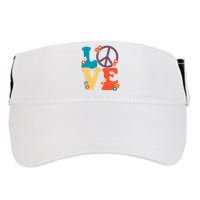 Love Retro Hippie Floral Peace Sign Adult Drive Performance Visor