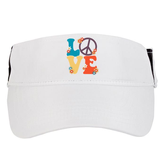 Love Retro Hippie Floral Peace Sign Adult Drive Performance Visor