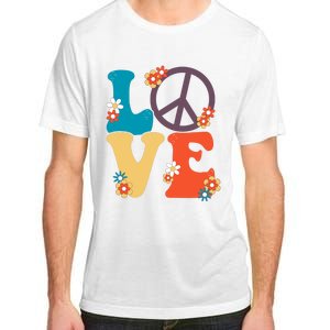 Love Retro Hippie Floral Peace Sign Adult ChromaSoft Performance T-Shirt