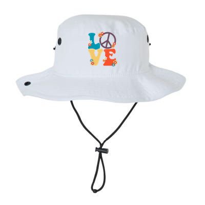 Love Retro Hippie Floral Peace Sign Bucket Hat