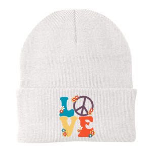 Love Retro Hippie Floral Peace Sign Knit Cap Winter Beanie