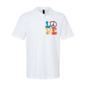 Love Retro Hippie Floral Peace Sign Softstyle Adult Sport Polo