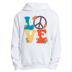 Love Retro Hippie Floral Peace Sign Urban Pullover Hoodie