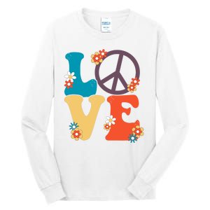 Love Retro Hippie Floral Peace Sign Tall Long Sleeve T-Shirt