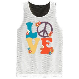 Love Retro Hippie Floral Peace Sign Mesh Reversible Basketball Jersey Tank