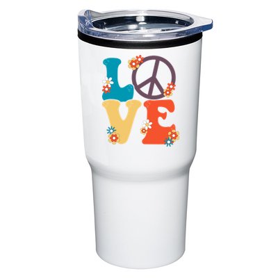 Love Retro Hippie Floral Peace Sign Tumbler