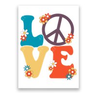 Love Retro Hippie Floral Peace Sign Poster