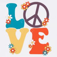 Love Retro Hippie Floral Peace Sign Poster