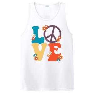 Love Retro Hippie Floral Peace Sign PosiCharge Competitor Tank