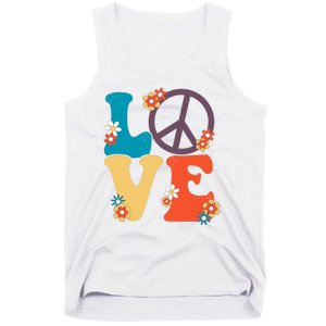 Love Retro Hippie Floral Peace Sign Tank Top