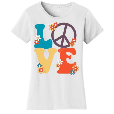 Love Retro Hippie Floral Peace Sign Women's T-Shirt