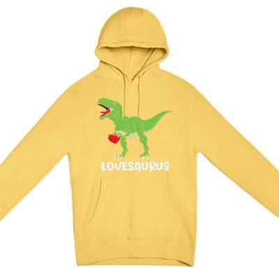 Lovesaurus Red Heart Valentines Day Funny Tfunny Giftrex Dinosaur Gift Premium Pullover Hoodie