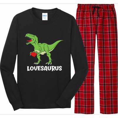 Lovesaurus Red Heart Valentines Day Funny Tfunny Giftrex Dinosaur Gift Long Sleeve Pajama Set