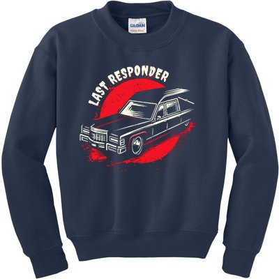 Last Responder Hearse Death Funny Dark Humor Morbid Alt Goth Kids Sweatshirt