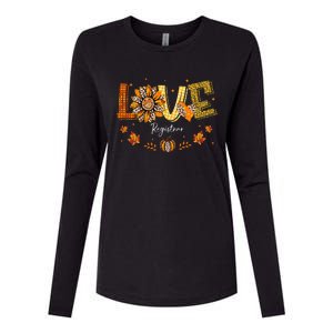 Love Registrar Happy Fall Thanksgiving Womens Cotton Relaxed Long Sleeve T-Shirt