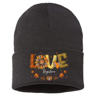 Love Registrar Happy Fall Thanksgiving Sustainable Knit Beanie