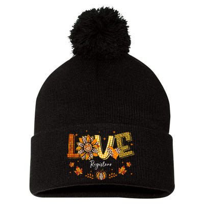 Love Registrar Happy Fall Thanksgiving Pom Pom 12in Knit Beanie