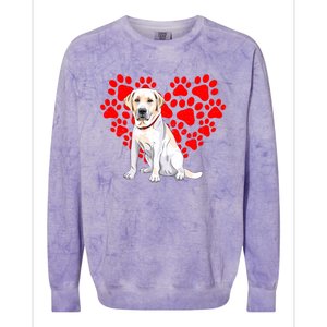 Labrador Retriever Heart Paw Valentines Day Dog Lover Gift Colorblast Crewneck Sweatshirt