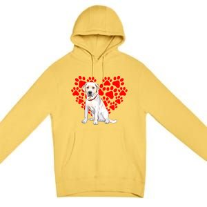 Labrador Retriever Heart Paw Valentines Day Dog Lover Gift Premium Pullover Hoodie