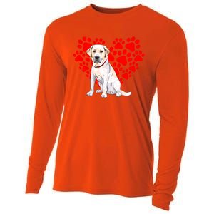 Labrador Retriever Heart Paw Valentines Day Dog Lover Gift Cooling Performance Long Sleeve Crew