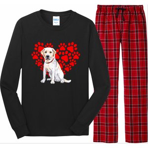 Labrador Retriever Heart Paw Valentines Day Dog Lover Gift Long Sleeve Pajama Set