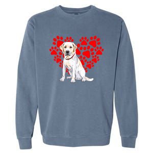 Labrador Retriever Heart Paw Valentines Day Dog Lover Gift Garment-Dyed Sweatshirt