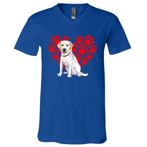 Labrador Retriever Heart Paw Valentines Day Dog Lover Gift V-Neck T-Shirt