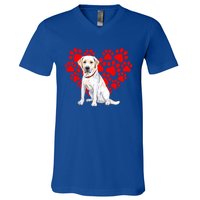 Labrador Retriever Heart Paw Valentines Day Dog Lover Gift V-Neck T-Shirt