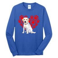 Labrador Retriever Heart Paw Valentines Day Dog Lover Gift Tall Long Sleeve T-Shirt