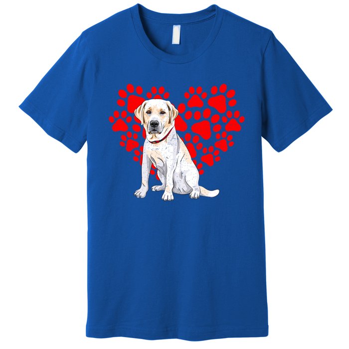 Labrador Retriever Heart Paw Valentines Day Dog Lover Gift Premium T-Shirt